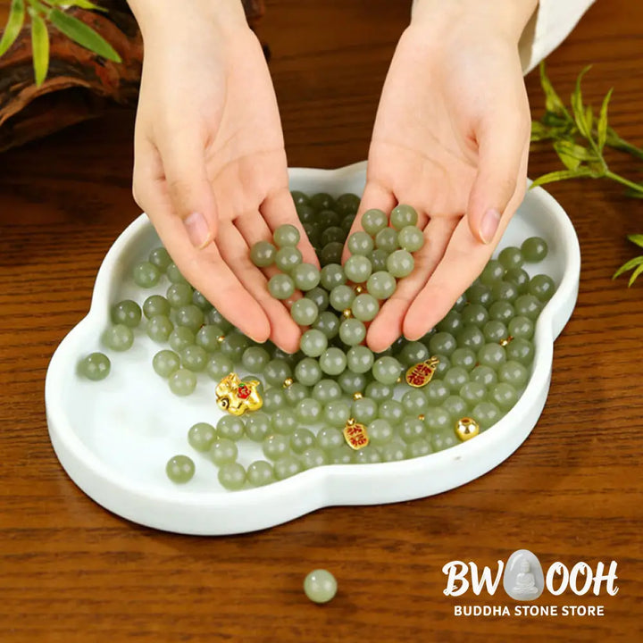 Buddha Stones Year Of The Horse Hetian Jade Abundance Bracelet - Bracelet