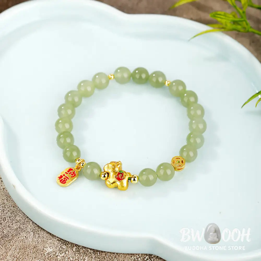 Buddha Stones Year Of The Horse Hetian Jade Abundance Bracelet - Bracelet