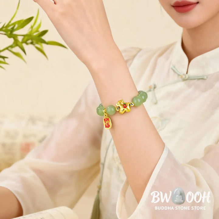 Buddha Stones Year Of The Horse Hetian Jade Abundance Bracelet - Bracelet