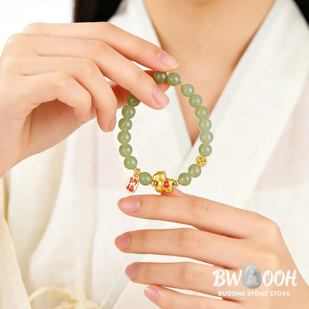 Buddha Stones Year Of The Horse Hetian Jade Abundance Bracelet - Bracelet