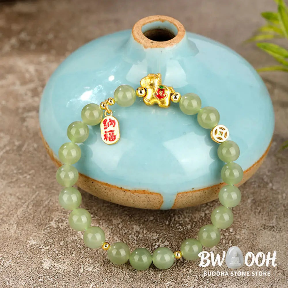 Buddha Stones Year Of The Horse Hetian Jade Abundance Bracelet - Bracelet