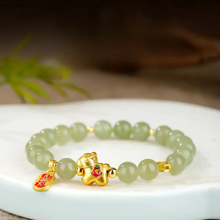 BWOOOH Year Of The Horse Hetian Jade Abundance Bracelet