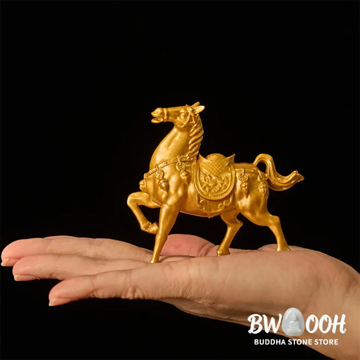 Buddha Stones Year of the Horse Ingot Success Alloy Home Decoration - Horse Wealth Ingot 8*7.5 cm - Decorations
