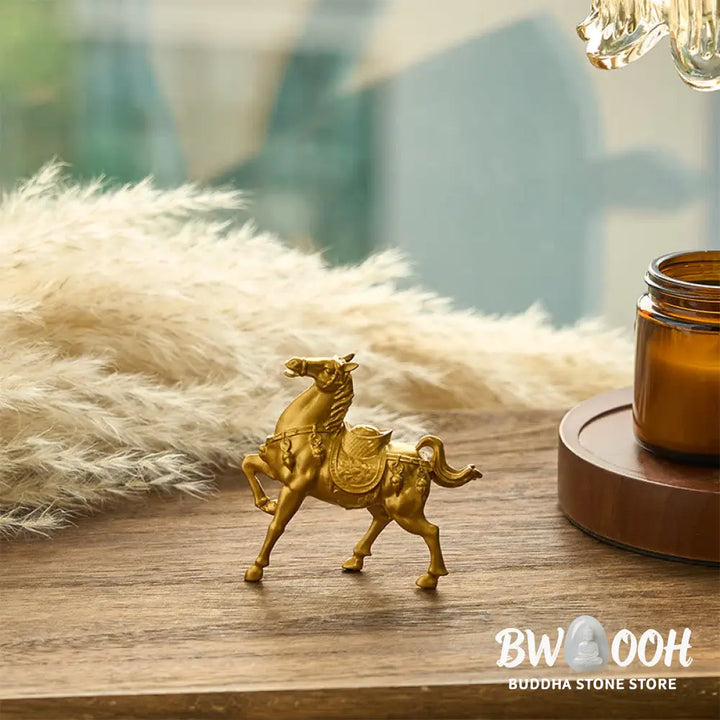Buddha Stones Year of the Horse Ingot Success Alloy Home Decoration - Horse Wealth Ingot 8*7.5 cm - Decorations