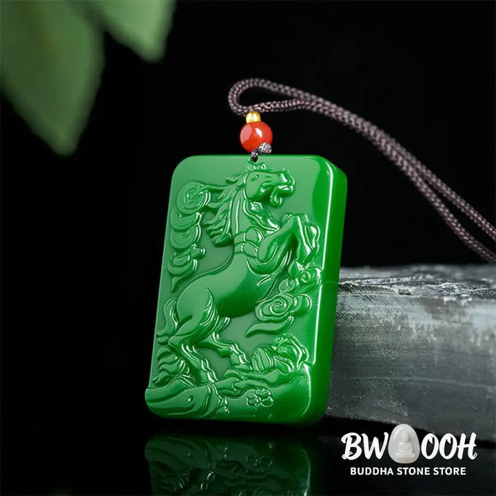 Buddha Stones Year Of The Horse Jade Abundance Necklace Pendants - BWOOOH - Jade - Necklaces &amp; Pendants