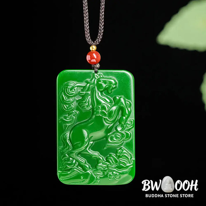 Buddha Stones Year Of The Horse Jade Abundance Necklace Pendants - BWOOOH - Jade - Necklaces &amp; Pendants