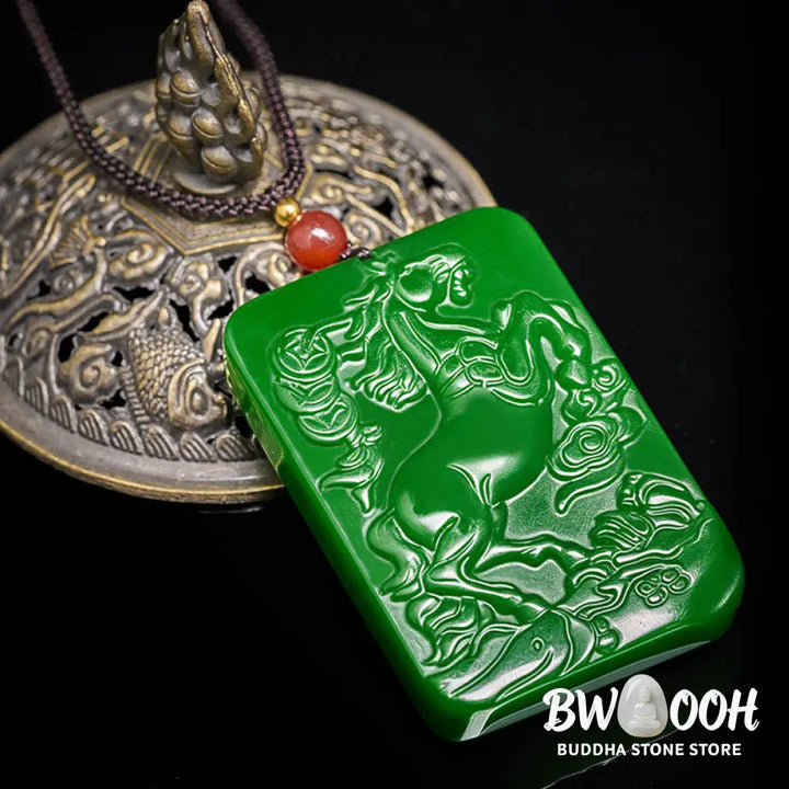Buddha Stones Year Of The Horse Jade Abundance Necklace Pendants - BWOOOH - Jade - Necklaces &amp; Pendants