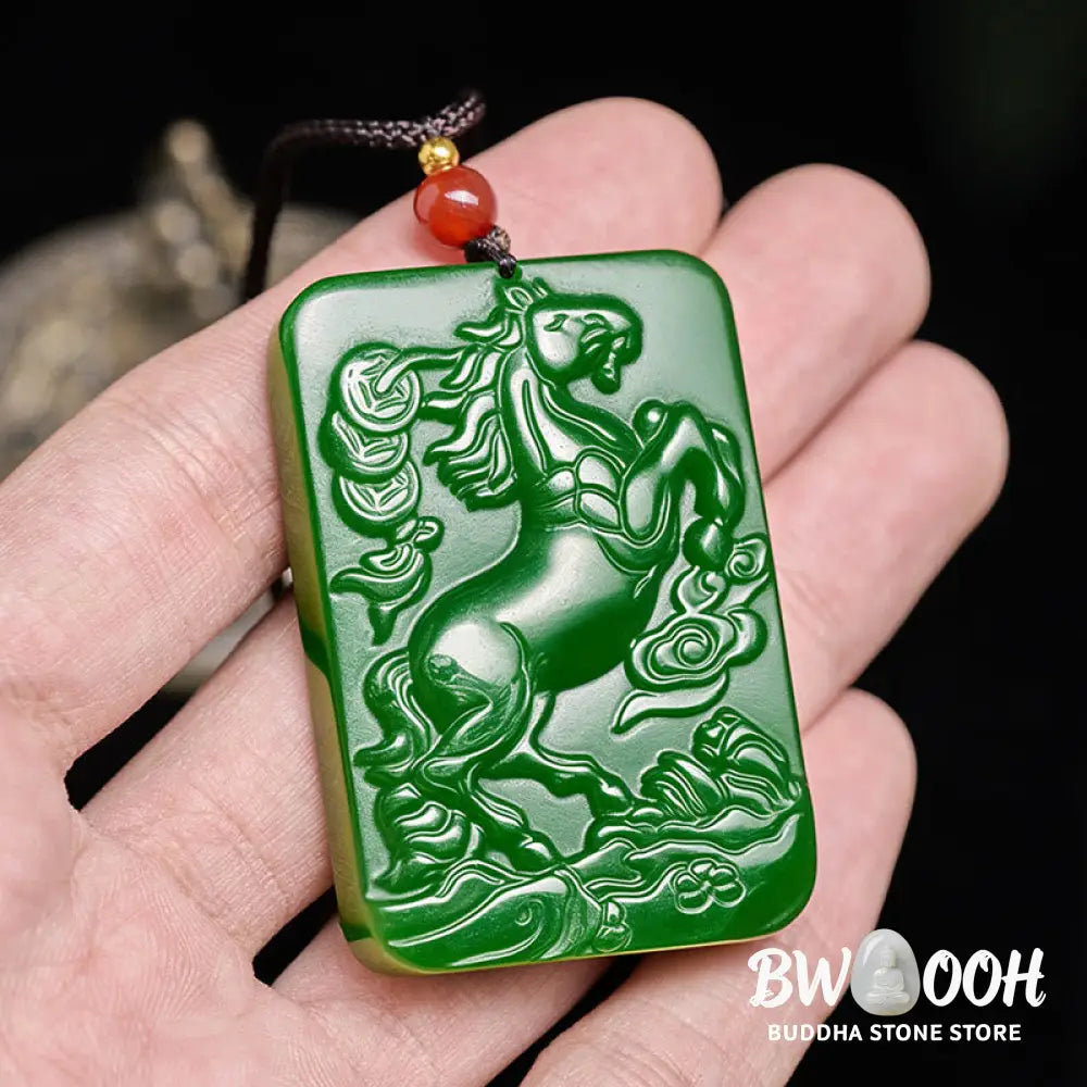 Buddha Stones Year Of The Horse Jade Abundance Necklace Pendants - BWOOOH - Jade - Necklaces &amp; Pendants