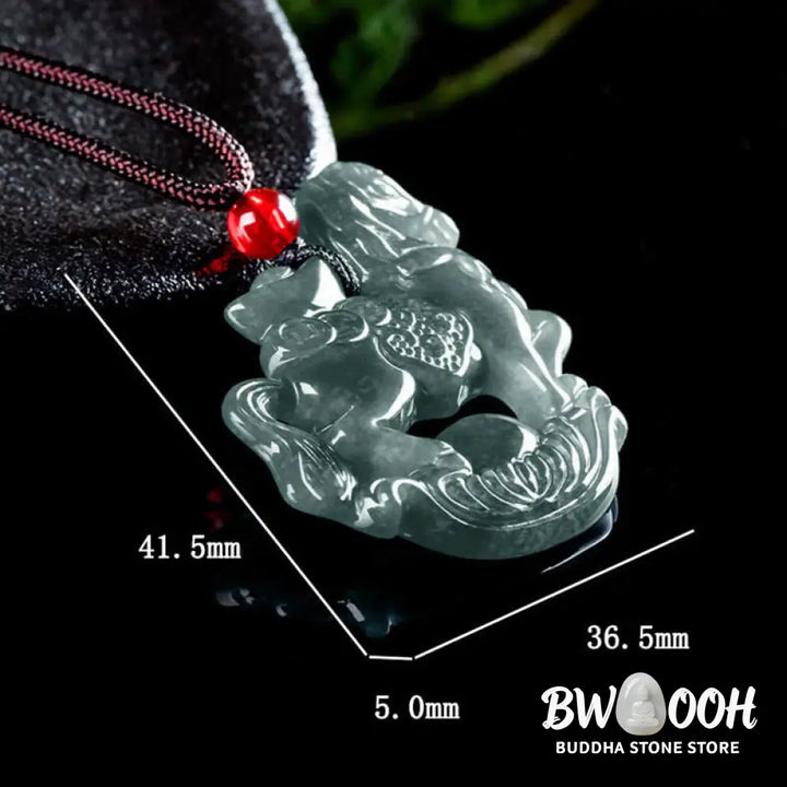 Buddha Stones Year of the Horse Jade Ingot Luck Prosperity Rope Necklace Pendant - BWOOOH - Horse - Necklaces &amp; Pendants