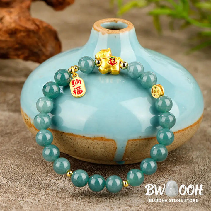 Buddha Stones Year Of The Horse Jade Prosperity Abundance Bracelet - Bracelet