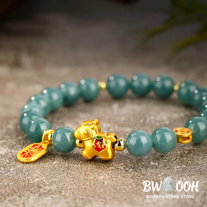 Buddha Stones Year Of The Horse Jade Prosperity Abundance Bracelet - Bracelet