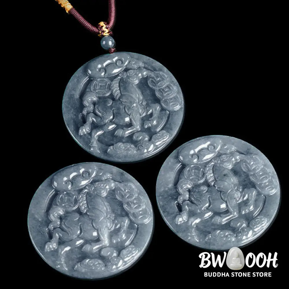 Buddha Stones Year Of The Horse Jade Prosperity Abundance Necklace Pendants - BWOOOH - Jade Horse - Necklaces &amp; Pendants