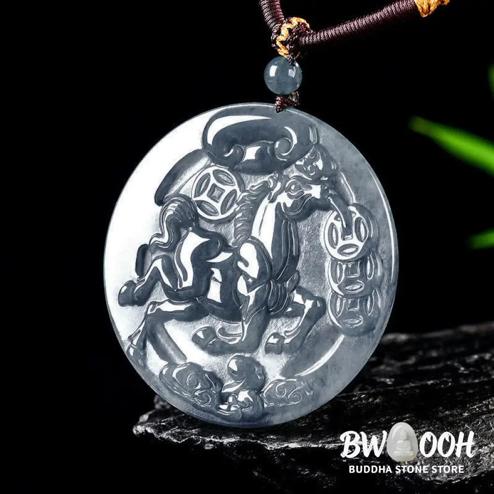 Buddha Stones Year Of The Horse Jade Prosperity Abundance Necklace Pendants - BWOOOH - Jade Horse - Necklaces &amp; Pendants