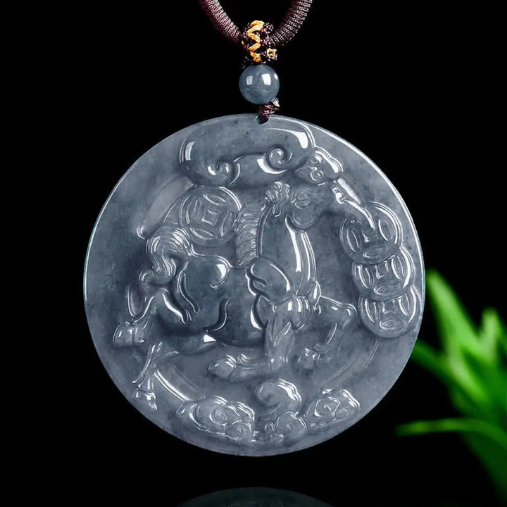 Buddha Stones Year Of The Horse Jade Prosperity Abundance Necklace Pendants - BWOOOH - Jade Horse - Necklaces &amp; Pendants