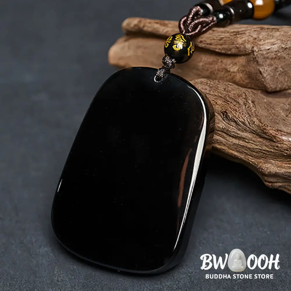 Buddha Stones Year of the Horse Monkey Design Black Obsidian Purification Necklace Pendant - BWOOOH - Necklaces &amp;