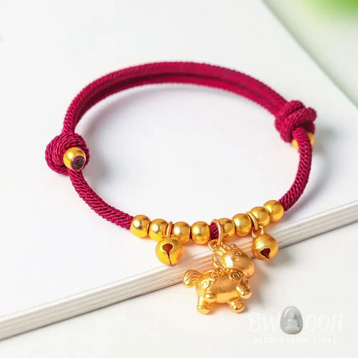 Buddha Stones Year Of The Horse Multiple Horse Styles Rope Luck Strength Adjustable Bracelet - Bracelet