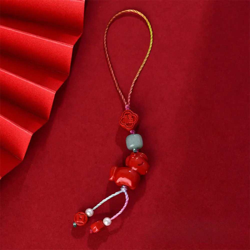 BWOOOH Year of the Horse Natural Cinnabar Fu Character Bl