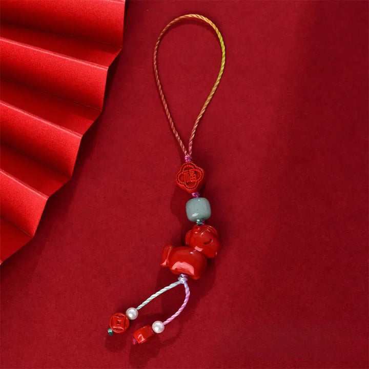 BWOOOH Year of the Horse Natural Cinnabar Fu Character Bl