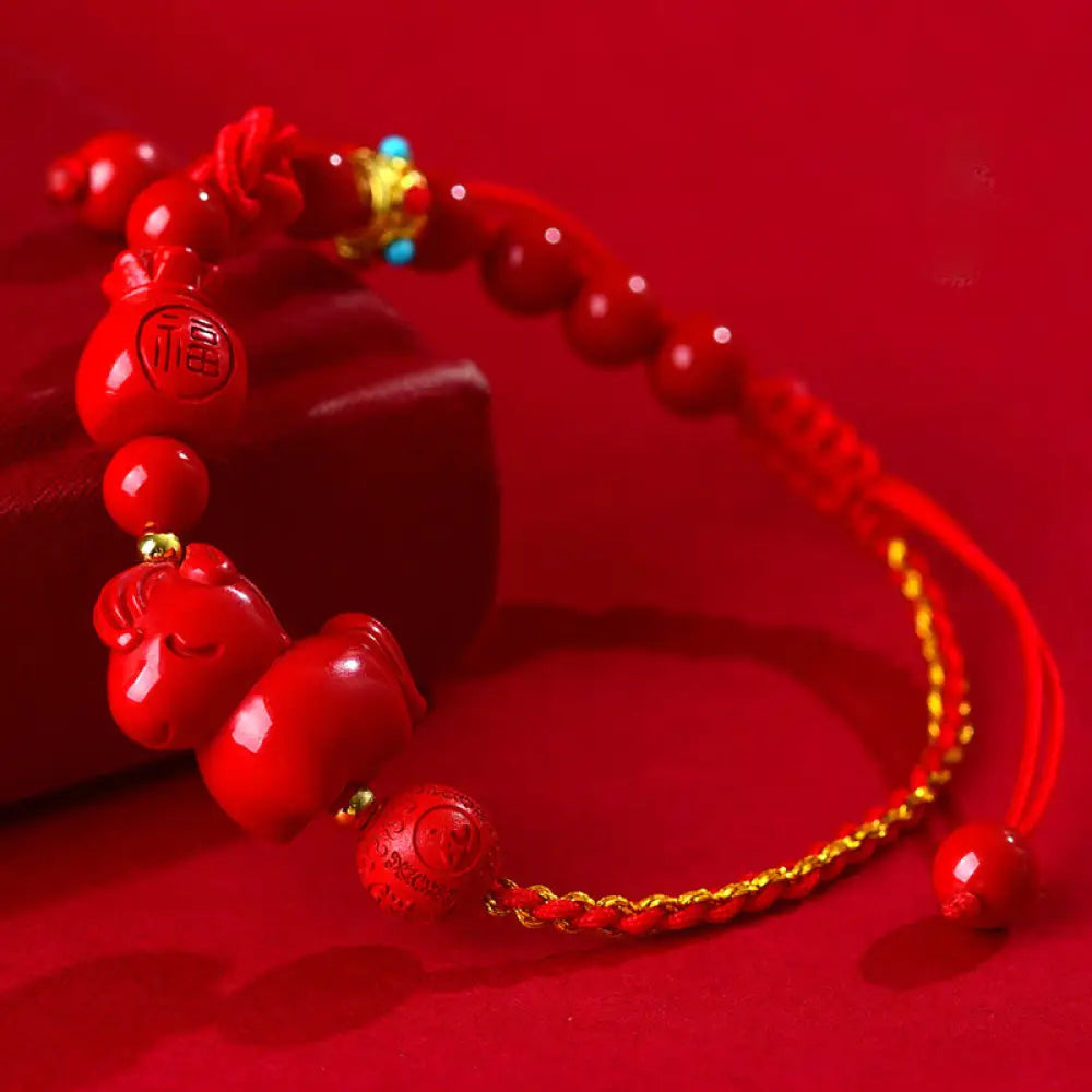 BWOOOH Year of the Horse Natural Cinnabar Fu Character Lu