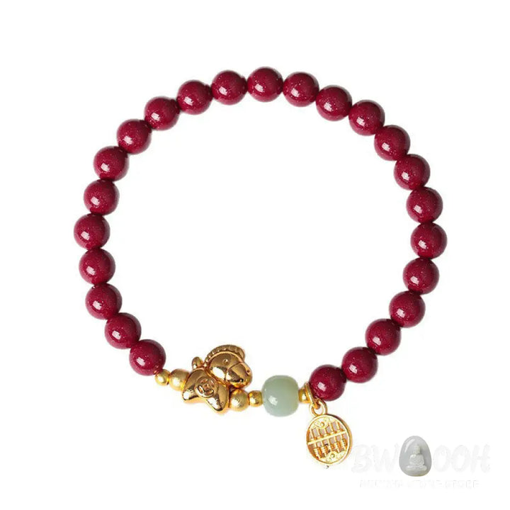 Buddha Stones Year Of The Horse Natural Cinnabar Hetian Jade Concentration Bracelet - Bracelet
