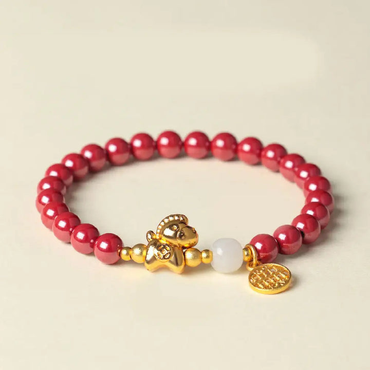 BWOOOH Year Of The Horse Natural Cinnabar Hetian Jade Con