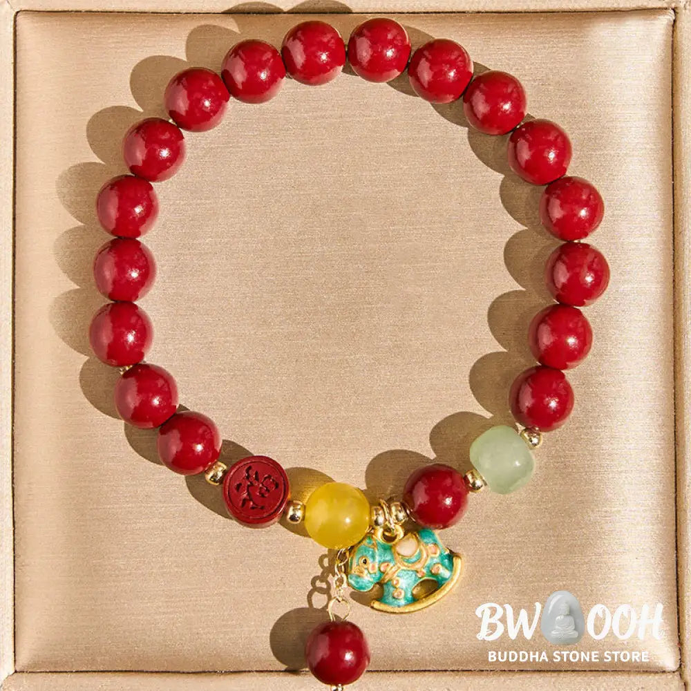Buddha Stones Year Of The Horse Natural Cinnabar Red Agate Calm Confidence Bracelet - Bracelet