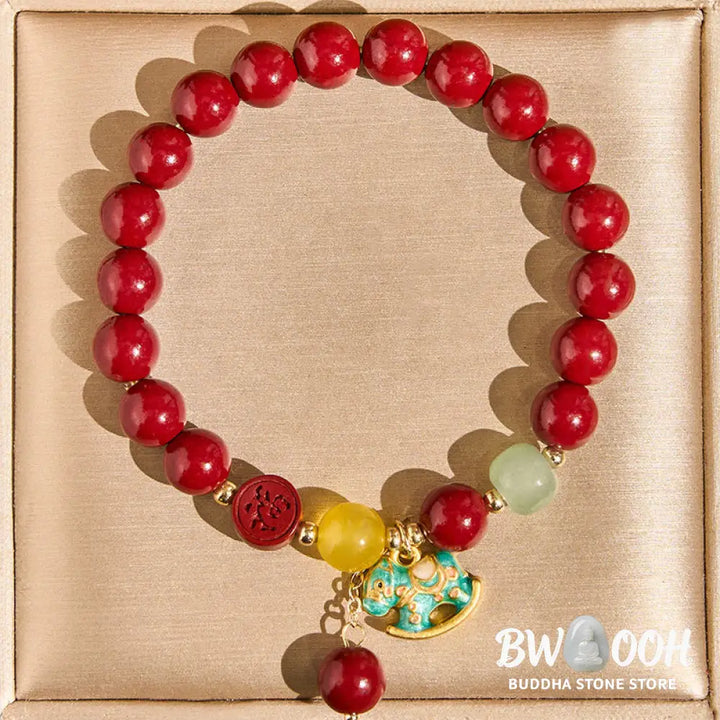 Buddha Stones Year Of The Horse Natural Cinnabar Red Agate Calm Confidence Bracelet - Bracelet