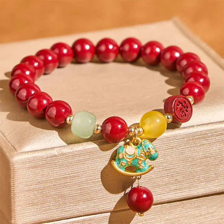 BWOOOH Year Of The Horse Natural Cinnabar Red Agate Calm 