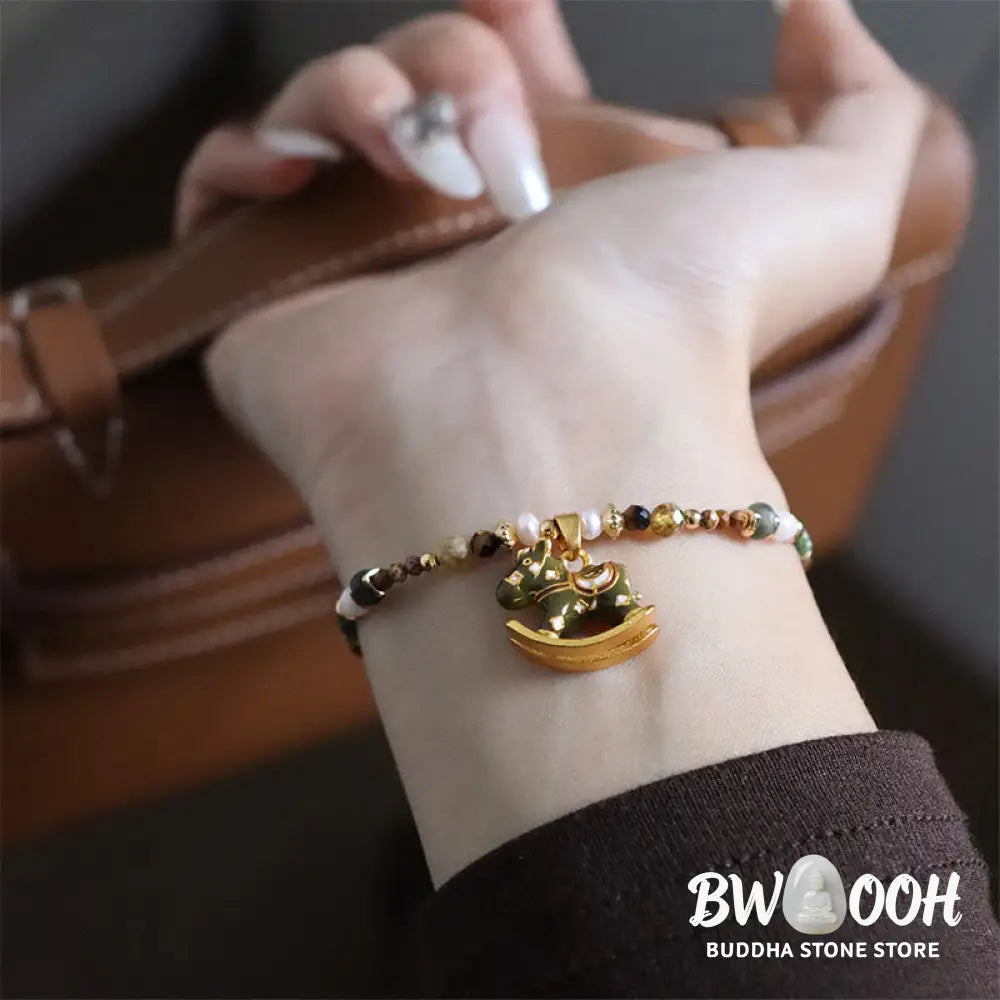 Buddha Stones Year Of The Horse Oil Dripping Copper Various Beeds Grace Bracelet - Bracelet