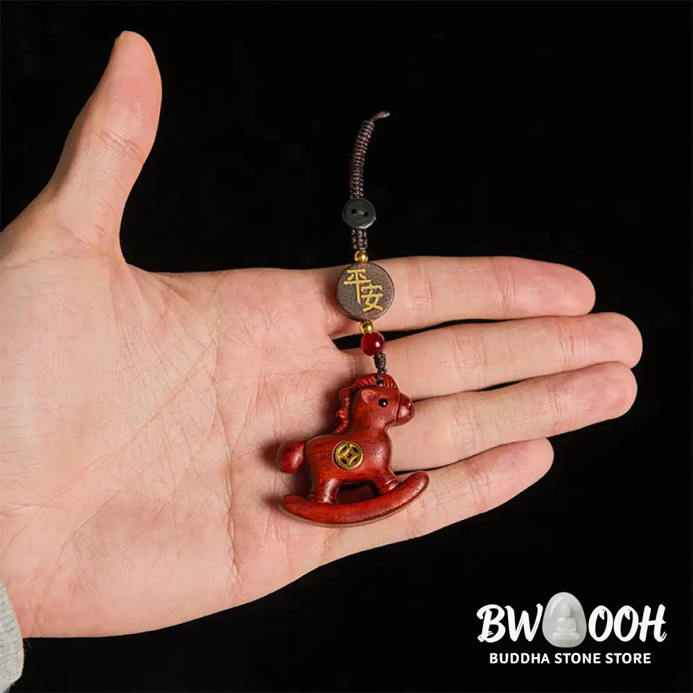 Buddha Stones Year of the Horse Rainbow Eucalyptus Small Leaf Red Sandalwood Linden Wood Ebony Carved Positive Key