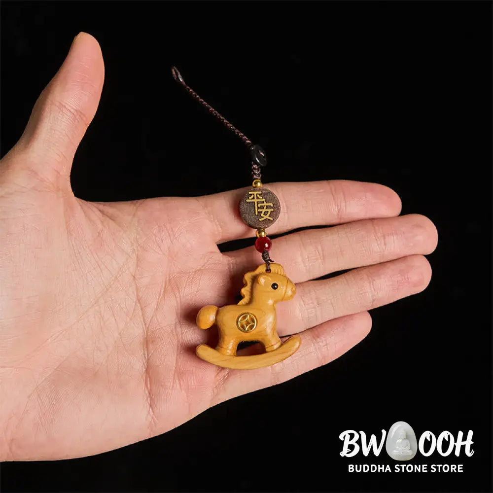 Buddha Stones Year of the Horse Rainbow Eucalyptus Small Leaf Red Sandalwood Linden Wood Ebony Carved Positive Key