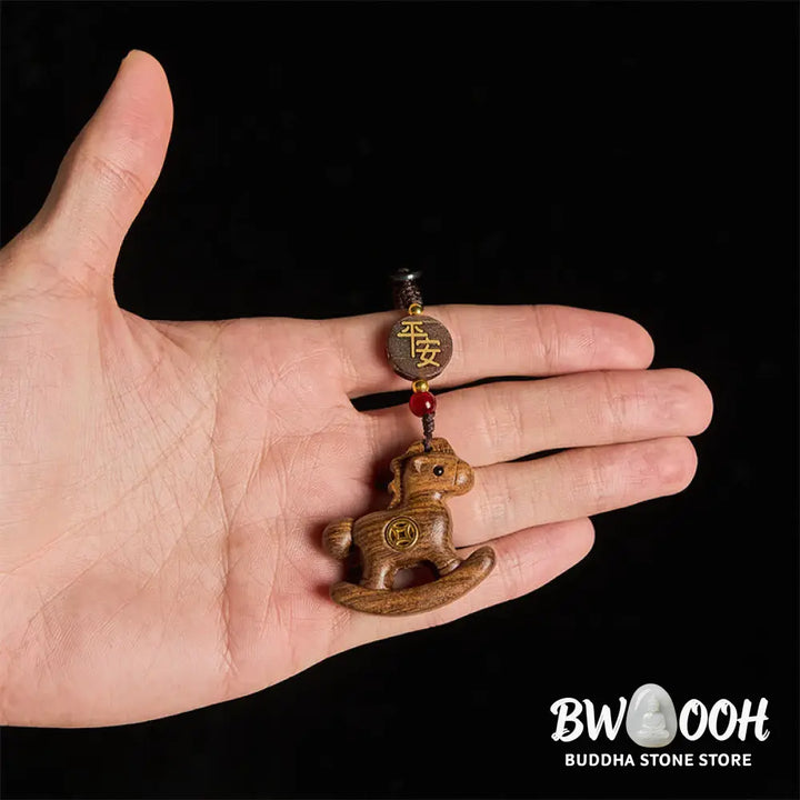 Buddha Stones Year of the Horse Rainbow Eucalyptus Small Leaf Red Sandalwood Linden Wood Ebony Carved Positive Key