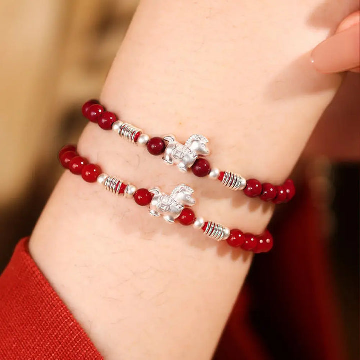 BWOOOH Year Of The Horse Red Agate 999 Sterling Silver Ci