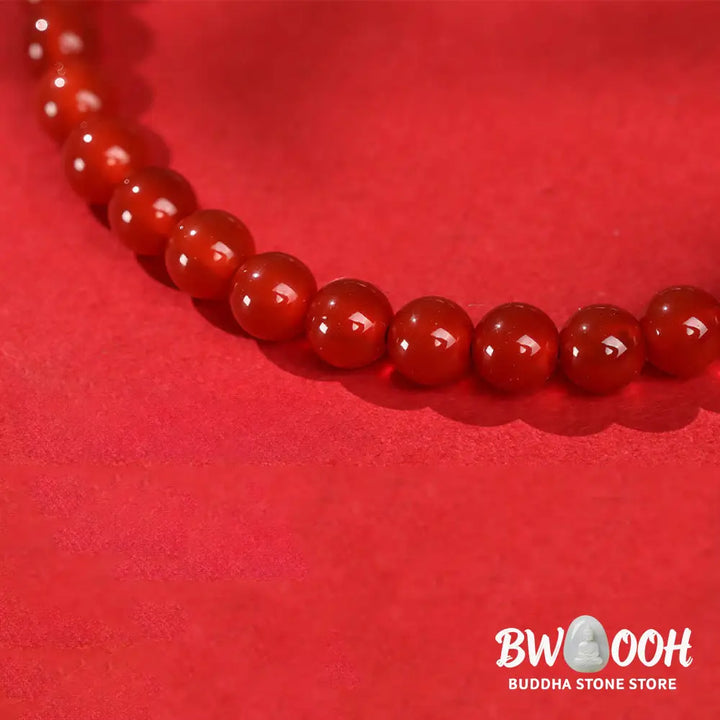 Buddha Stones Year Of The Horse Red Agate 999 Sterling Silver Cinnabar Calm Bracelet - Bracelet