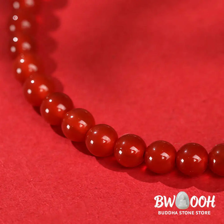 Buddha Stones Year Of The Horse Red Agate 999 Sterling Silver Cinnabar Calm Bracelet - Bracelet