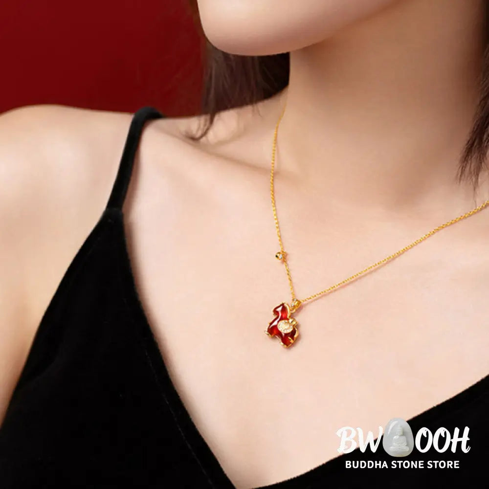 Buddha Stones Year Of The Horse Red Agate Fu Character Confidence Necklace Pendants - BWOOOH - Red Agate Horse