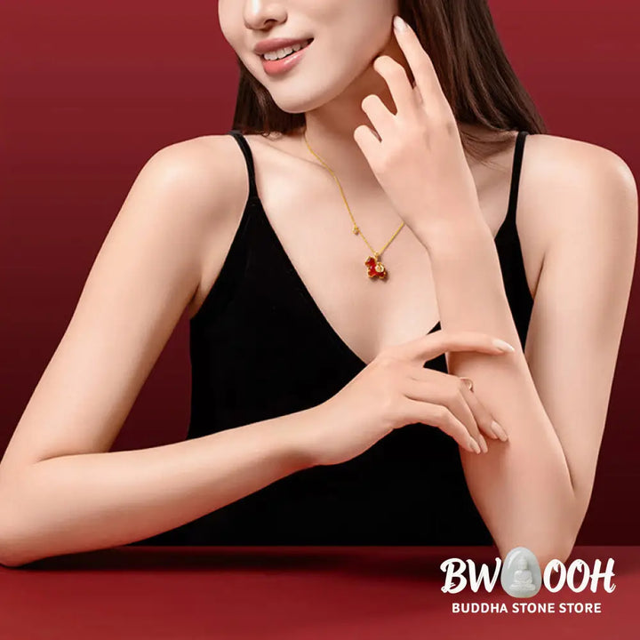Buddha Stones Year Of The Horse Red Agate Fu Character Confidence Necklace Pendants - BWOOOH - Red Agate Horse