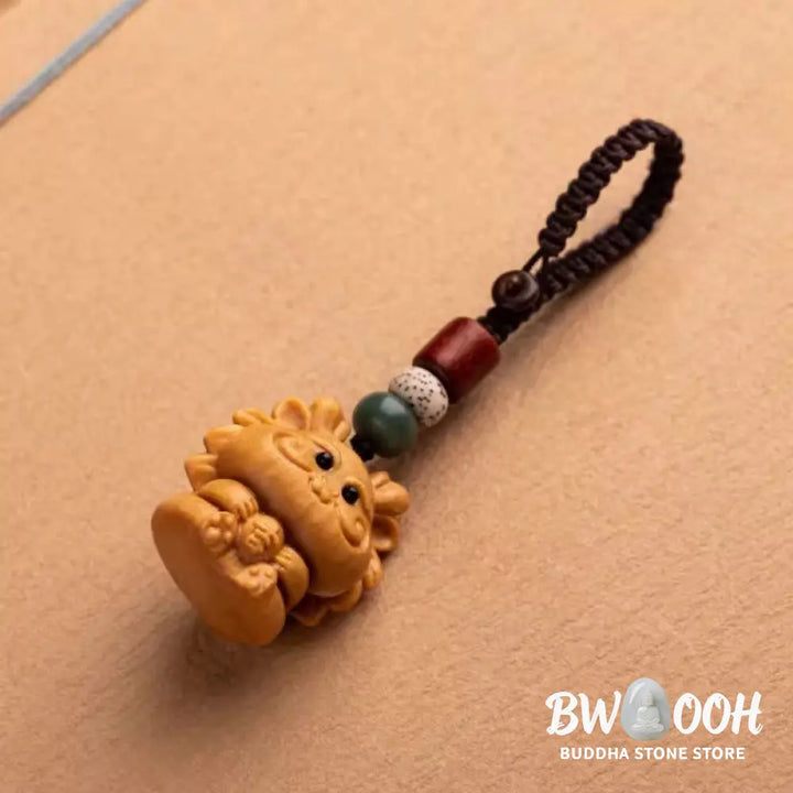Buddha Stones Year Of The Horse Red Sandalwood Star Moon Bodhi Seed Blessing Key Chain - Key Chain