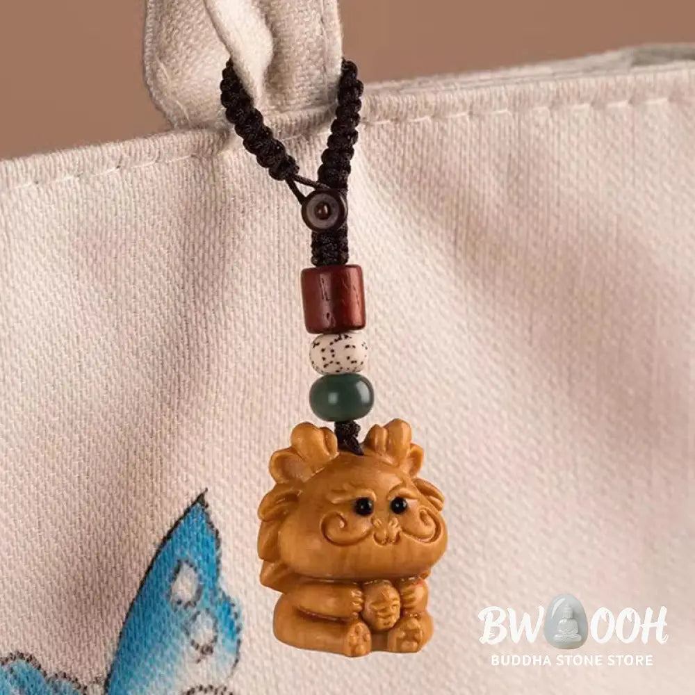 Buddha Stones Year Of The Horse Red Sandalwood Star Moon Bodhi Seed Blessing Key Chain - Key Chain