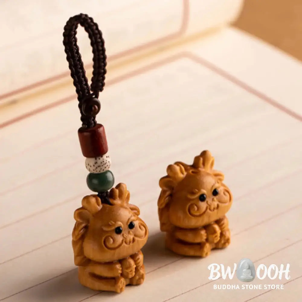 Buddha Stones Year Of The Horse Red Sandalwood Star Moon Bodhi Seed Blessing Key Chain - Key Chain