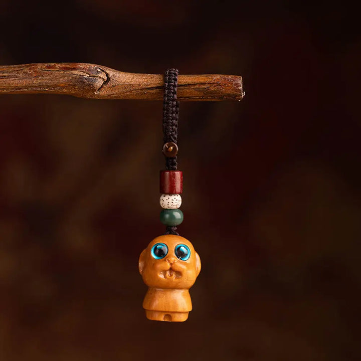 Buddha Stones Year Of The Horse Red Sandalwood Star Moon Bodhi Seed Blessing Key Chain - Red Sandalwood Star Moon Bodhi