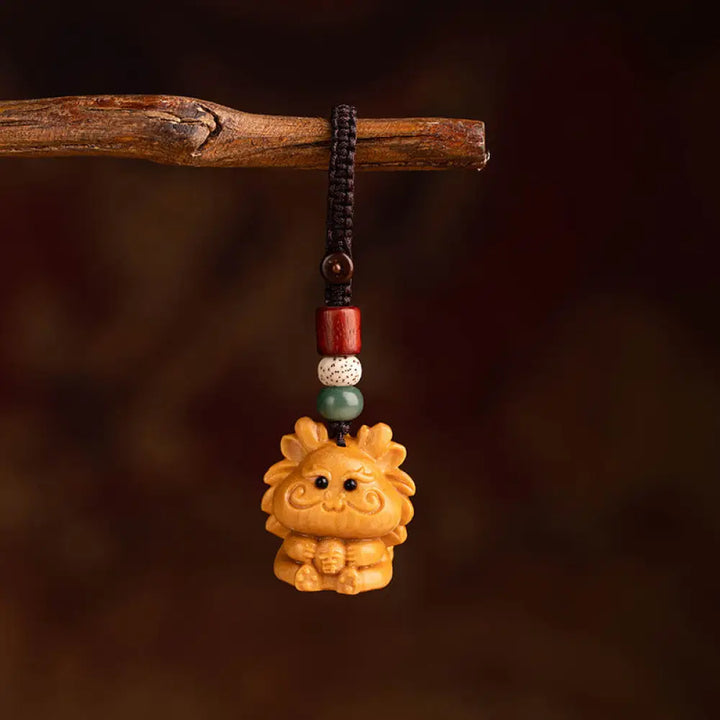 Buddha Stones Year Of The Horse Red Sandalwood Star Moon Bodhi Seed Blessing Key Chain - Red Sandalwood Star Moon Bodhi