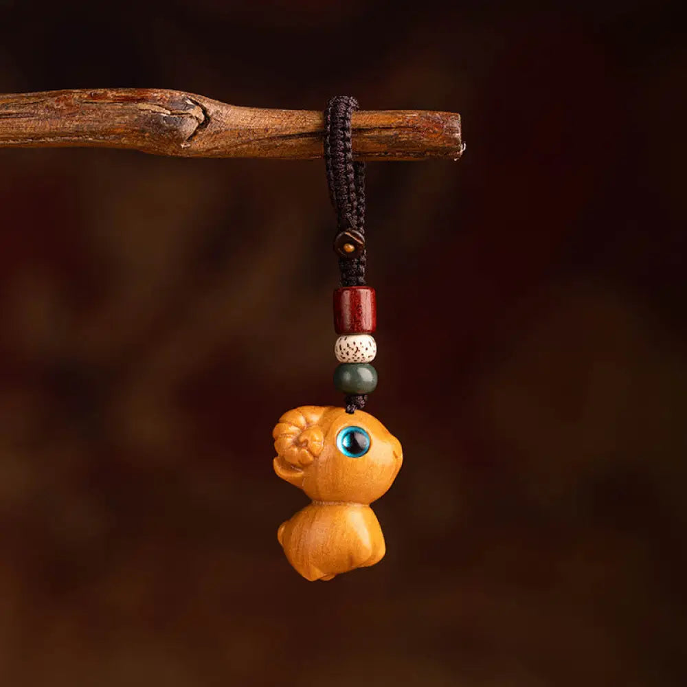 Buddha Stones Year Of The Horse Red Sandalwood Star Moon Bodhi Seed Blessing Key Chain - Red Sandalwood Star Moon Bodhi