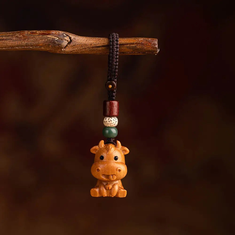 Buddha Stones Year Of The Horse Red Sandalwood Star Moon Bodhi Seed Blessing Key Chain - Red Sandalwood Star Moon Bodhi
