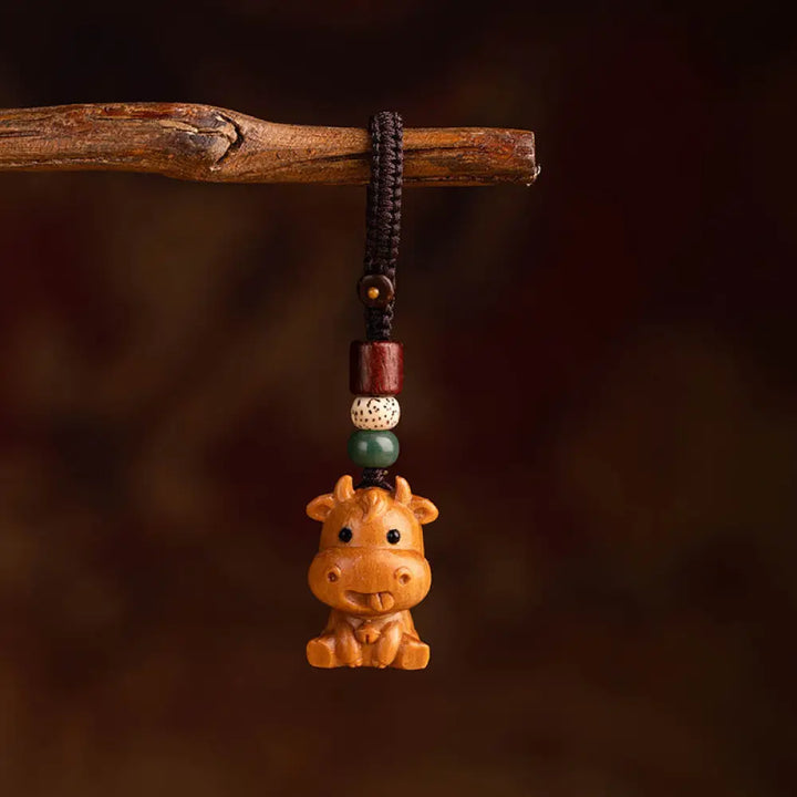 Buddha Stones Year Of The Horse Red Sandalwood Star Moon Bodhi Seed Blessing Key Chain - Red Sandalwood Star Moon Bodhi