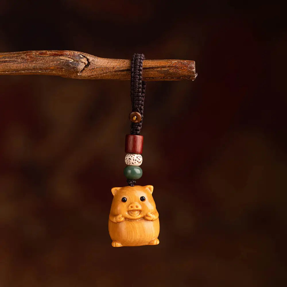 Buddha Stones Year Of The Horse Red Sandalwood Star Moon Bodhi Seed Blessing Key Chain - Red Sandalwood Star Moon Bodhi