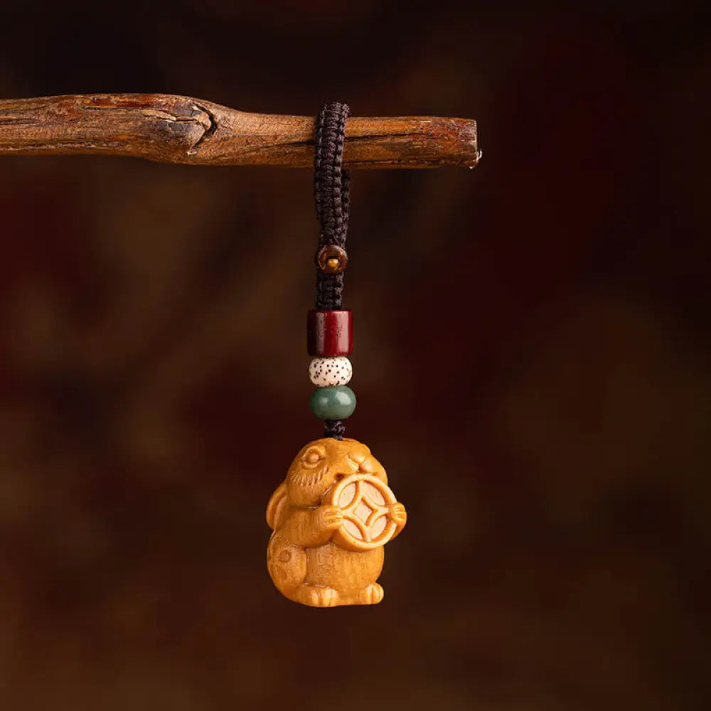 Buddha Stones Year Of The Horse Red Sandalwood Star Moon Bodhi Seed Blessing Key Chain - Red Sandalwood Star Moon Bodhi