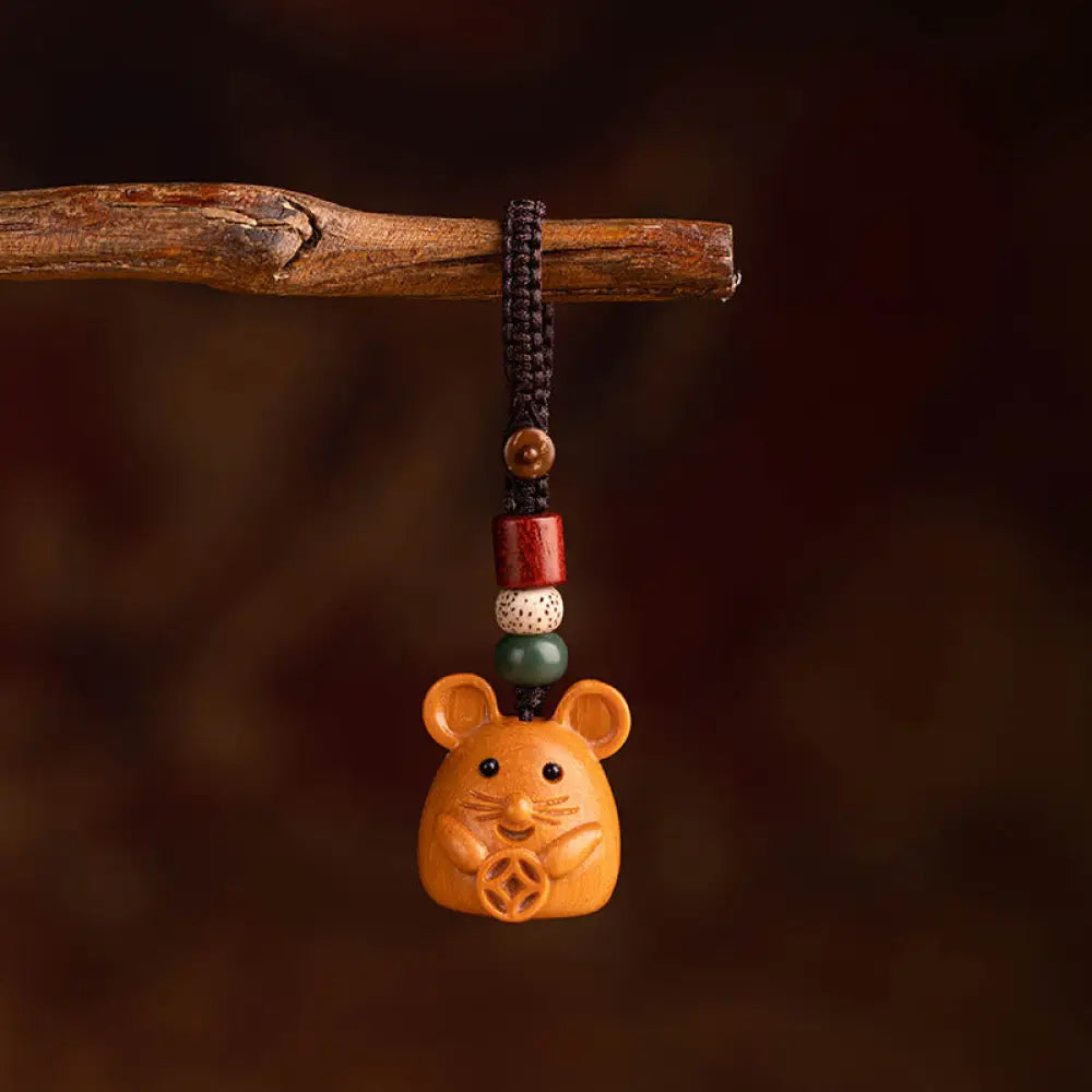 Buddha Stones Year Of The Horse Red Sandalwood Star Moon Bodhi Seed Blessing Key Chain - Red Sandalwood Star Moon Bodhi