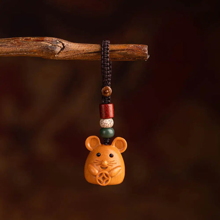 Buddha Stones Year Of The Horse Red Sandalwood Star Moon Bodhi Seed Blessing Key Chain - Red Sandalwood Star Moon Bodhi