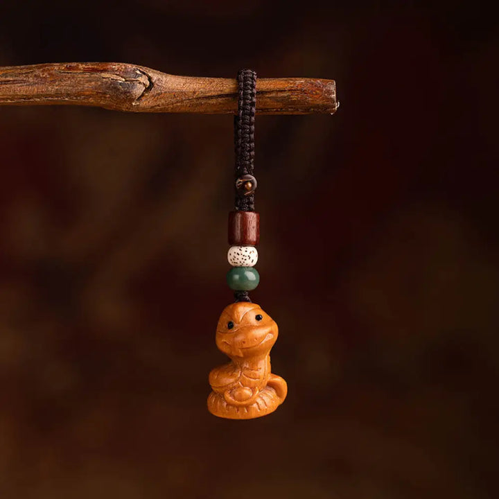 Buddha Stones Year Of The Horse Red Sandalwood Star Moon Bodhi Seed Blessing Key Chain - Red Sandalwood Star Moon Bodhi